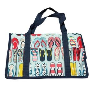 Thirty One Colorful Flip Flop Small Beach Utility Tote Bag 13 X 8 X 6